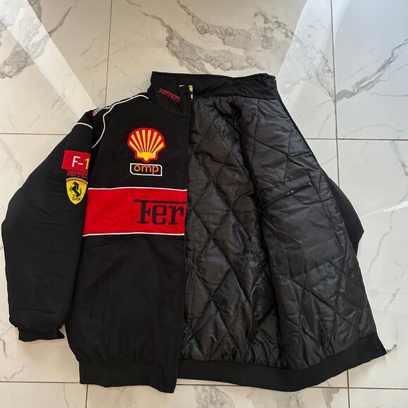 Ferrari F1 Racing Jacket Black – Vintage Embroidered Bomber - Picture 3 of 7